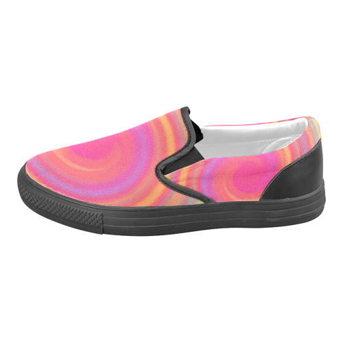 Rainbow Swirls Women's Unusual Slip-on Canvas Shoes (Model 019)