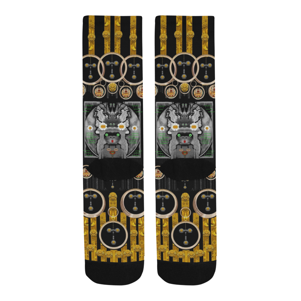 Foxy panda lady with bat and hat in the forest Trouser Socks