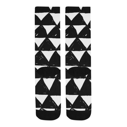 black and white doodle triangles Trouser Socks