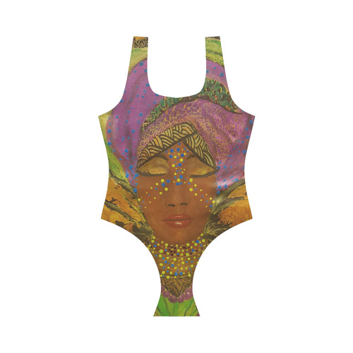 African Radiance Vest One Piece Swimsuit (Model S04)