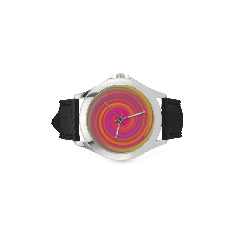 Rainbow Swirls Women's Classic Leather Strap Watch(Model 203)