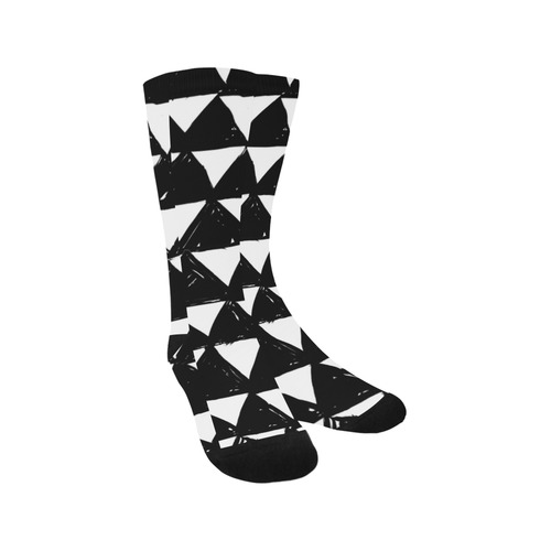 black and white doodle triangles Trouser Socks