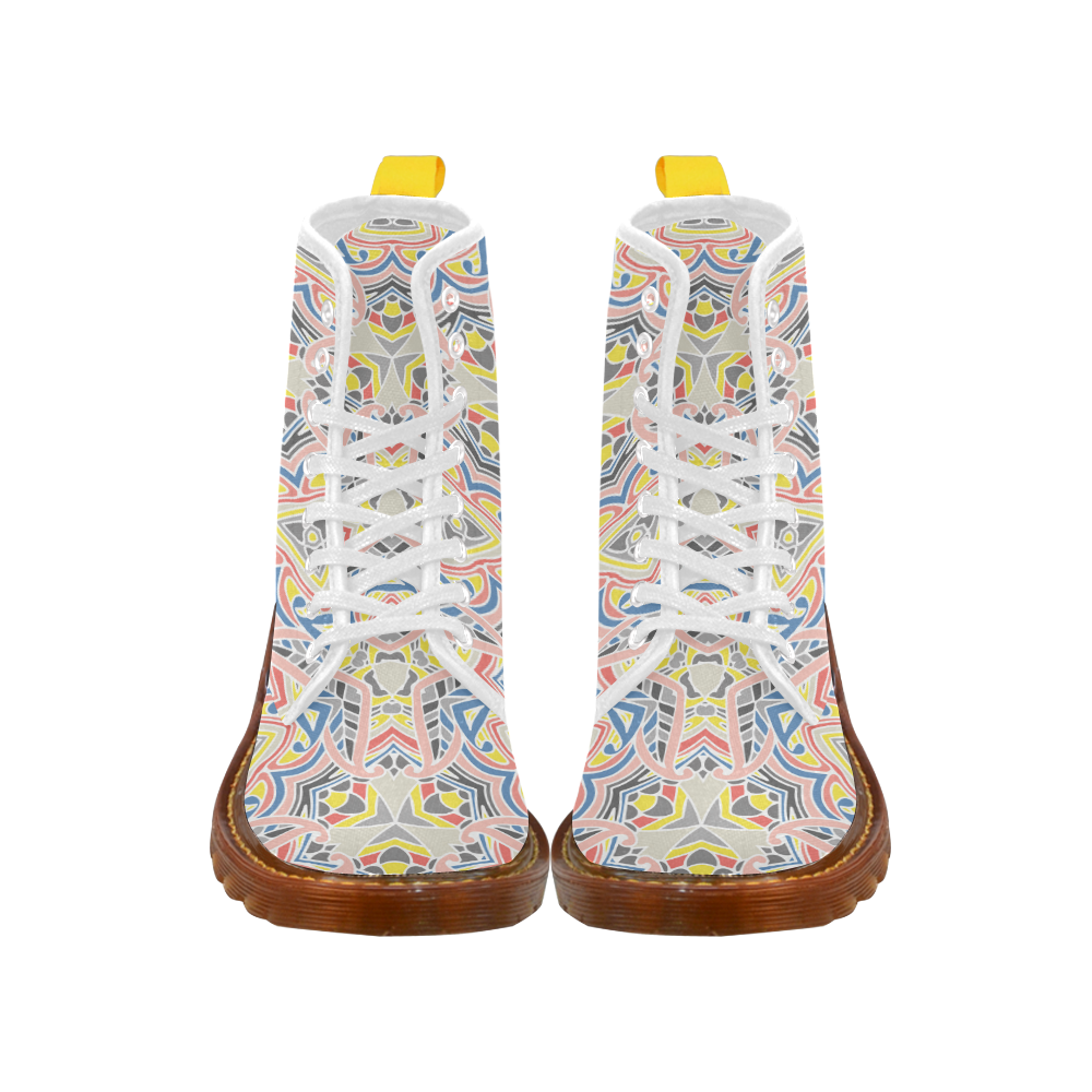 Zandine 0411 modern grey pink yellow pattern Martin Boots For Women Model 1203H