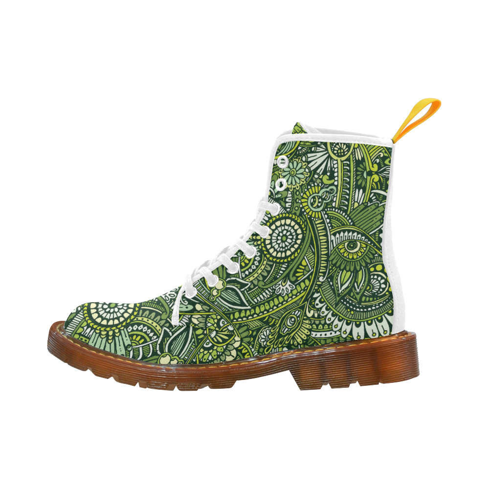 zz0105 green hippie flower whimsical pattern Martin Boots For Women Model 1203H