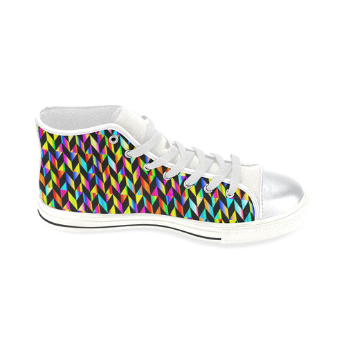 Neon Rainbow Polygon High Top Canvas Shoes for Kid (Model 017)