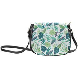 Green Tropical Leaf Floral Pattern Classic Saddle Bag/Small (Model 1648)