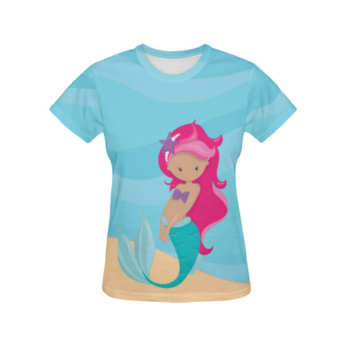 Mermaid Marie Ocean Tee All Over Print T-Shirt for Women (USA Size) (Model T40)