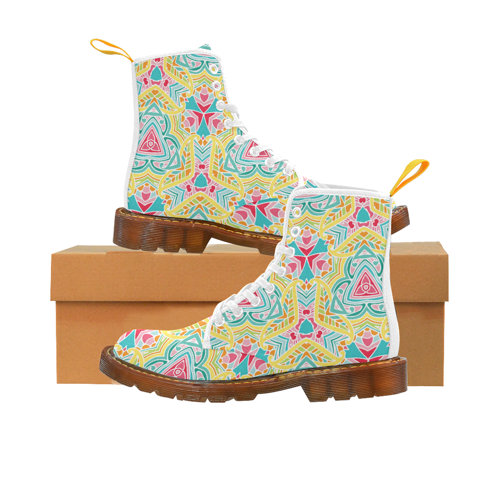 Zandine 0409 bright summer floral pattern Martin Boots For Women Model 1203H