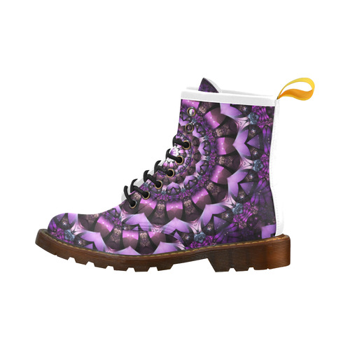 Fairy Flower Purple stars mandala High Grade PU Leather Martin Boots For Women Model 402H