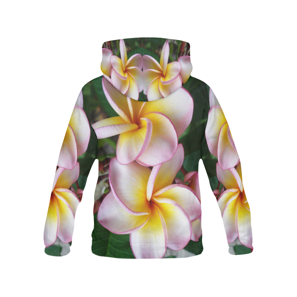 Plumeria Tropical Flowers Floral All Over Print Hoodie for Women (USA Size) (Model H13)