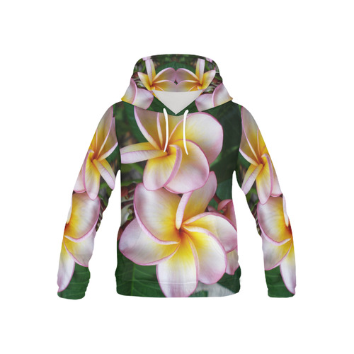 Plumeria Tropical Flowers Floral All Over Print Hoodie for Kid (USA Size) (Model H13)
