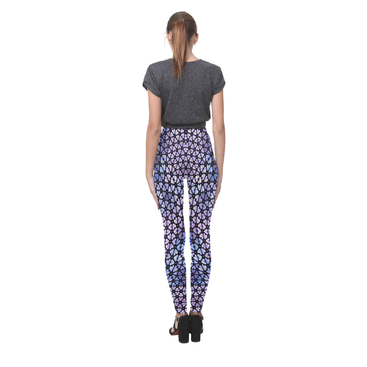 swinging hearts, blue by FeelGood Cassandra Women's Leggings (Model L01)