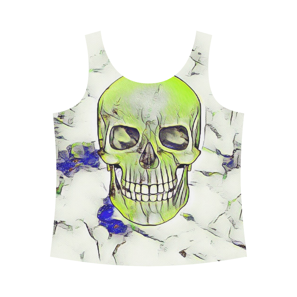 funny Color Skull A by JamColors All Over Print Tank Top for Women (Model T43)