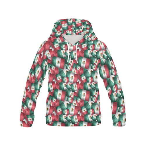 Grunge-Style Mexican Flag of Mexico All Over Print Hoodie for Women (USA Size) (Model H13)