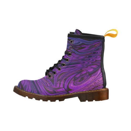 Purple Freak Fractal High Grade PU Leather Martin Boots For Women Model 402H