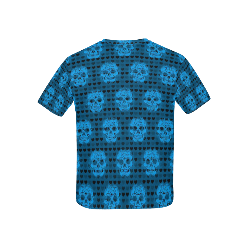 skulls and hearts, aqua by JamColors Kids' All Over Print T-shirt (USA Size) (Model T40)