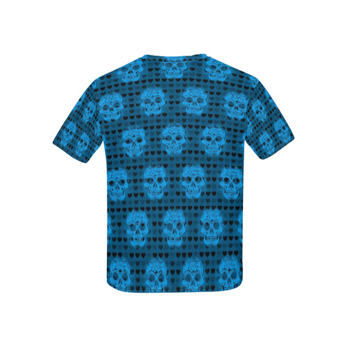 skulls and hearts, aqua by JamColors Kids' All Over Print T-shirt (USA Size) (Model T40)