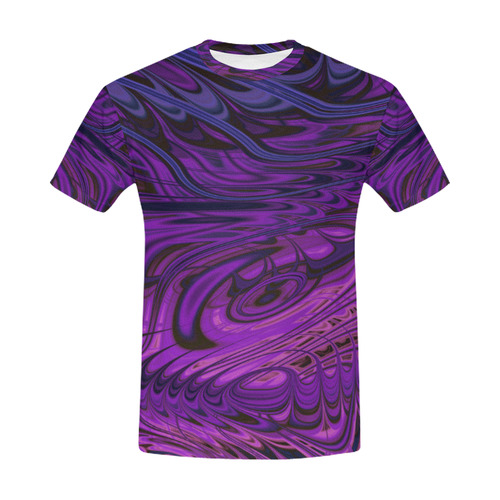 Purple Freak Fractal All Over Print T-Shirt for Men (USA Size) (Model T40)