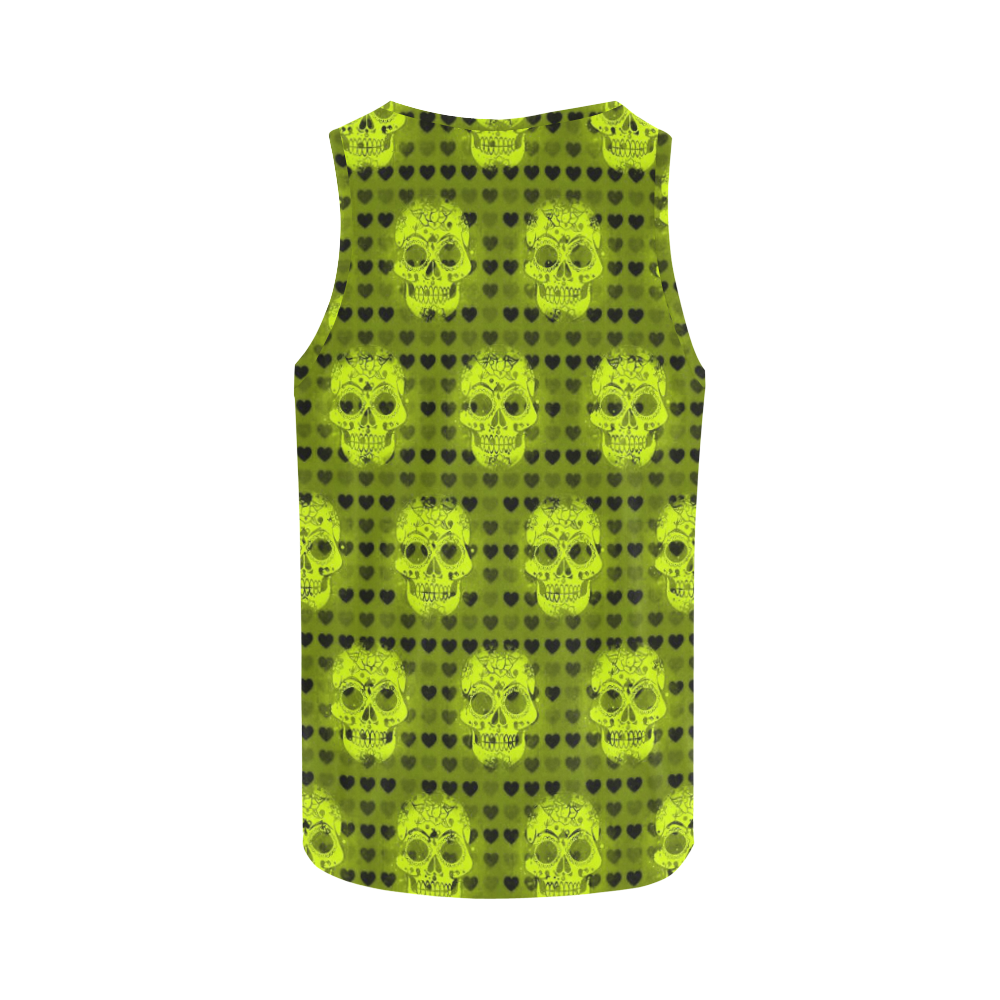 skulls and hearts,yellow by JamColors All Over Print Tank Top for Women (Model T43)