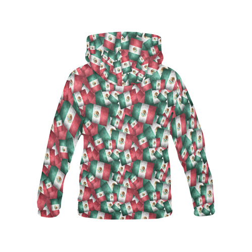 Grunge-Style Mexican Flag of Mexico All Over Print Hoodie for Women (USA Size) (Model H13)