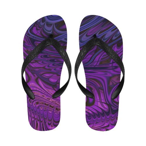 Purple Freak Fractal Flip Flops for Men/Women (Model 040)
