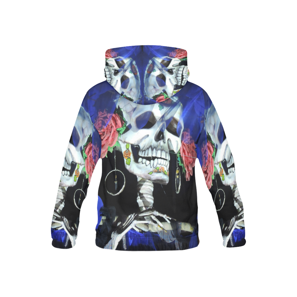 Sugar Skull and Roses All Over Print Hoodie for Kid (USA Size) (Model H13)