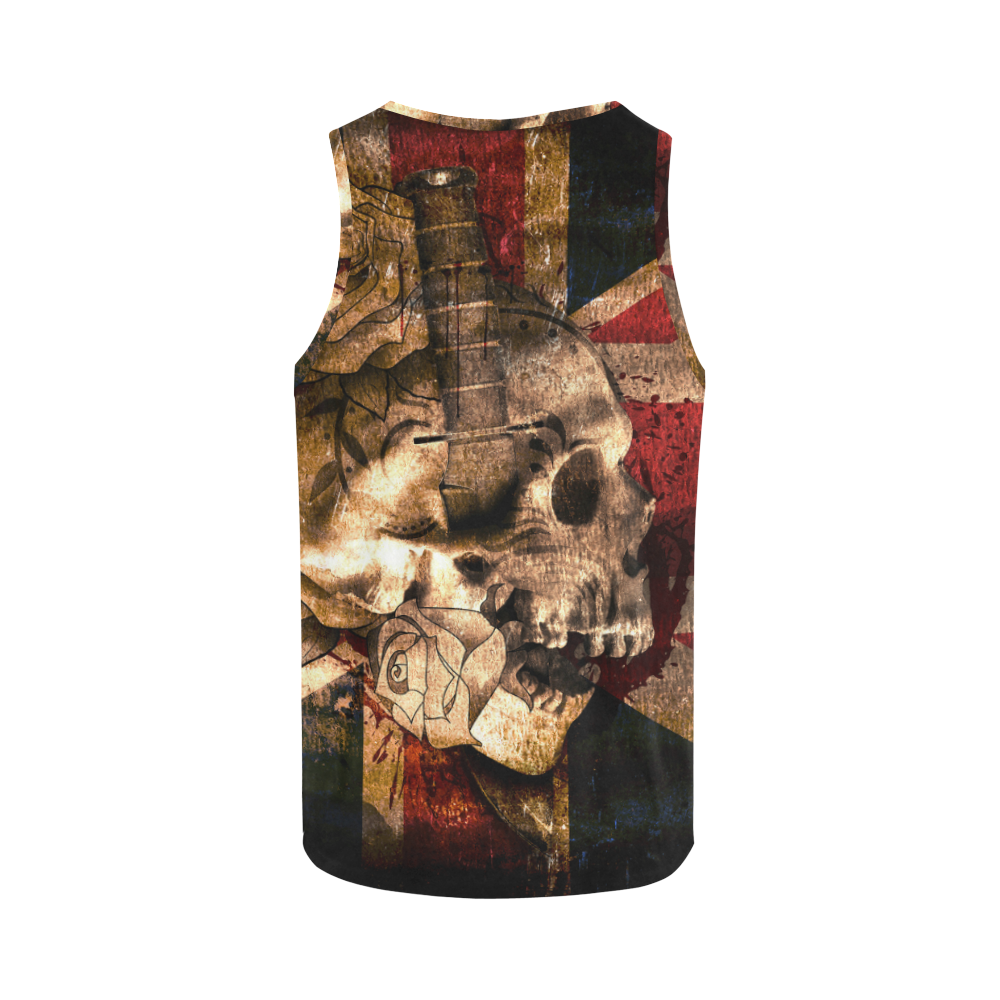 Grunge Skull and British Flag All Over Print Tank Top for Men (Model T43)