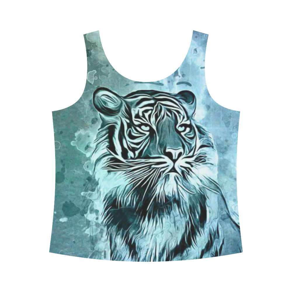 Watercolor Tiger All Over Print Tank Top for Women (Model T43)