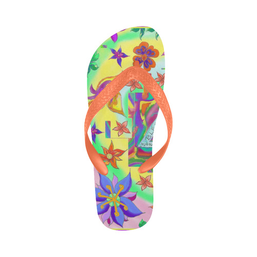 Marbled Flower Design flip flops Flip Flops for Men/Women (Model 040)