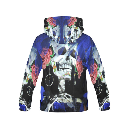 Sugar Skull and Roses All Over Print Hoodie for Men (USA Size) (Model H13)