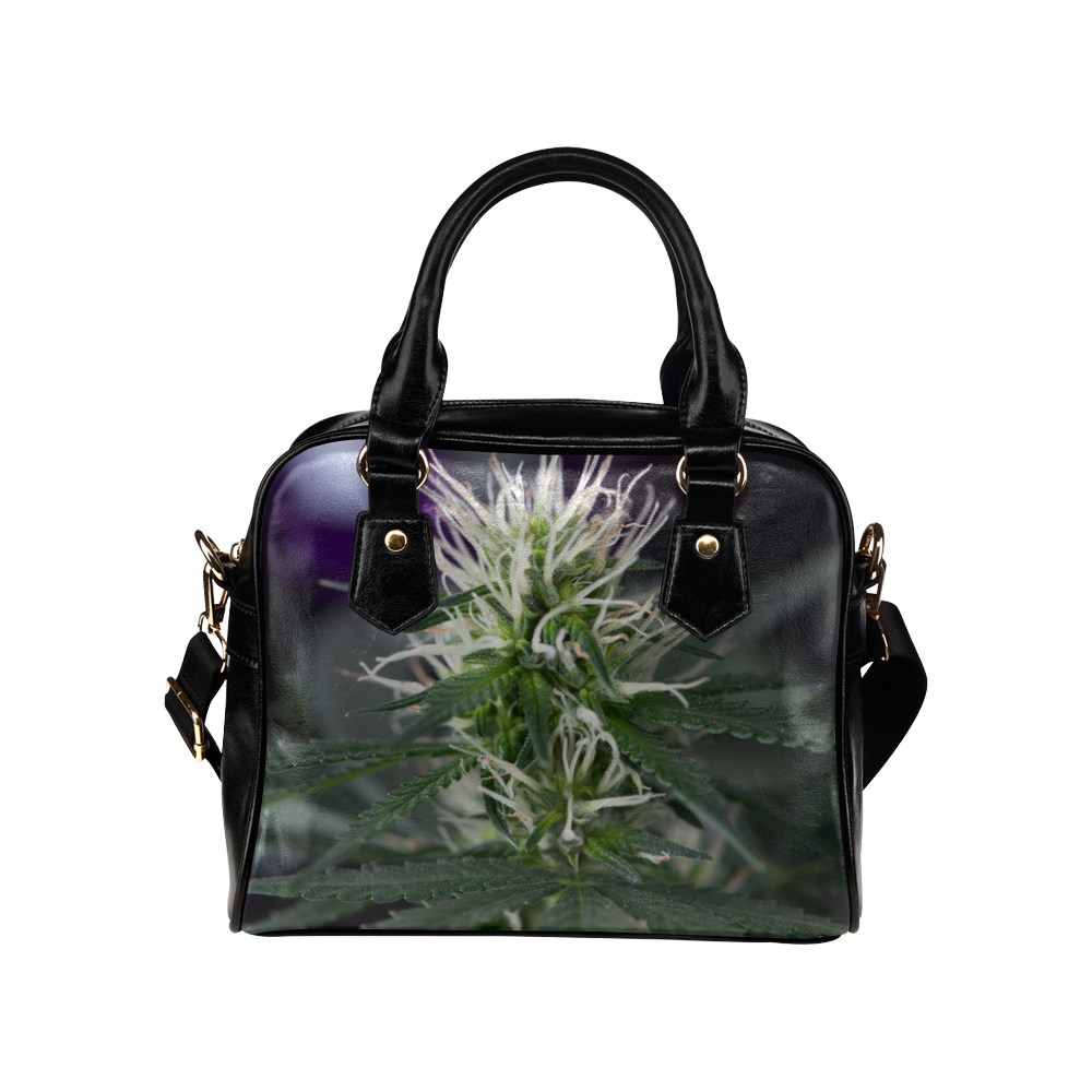 Female Cannabis Flower Shoulder Handbag (Model 1634)