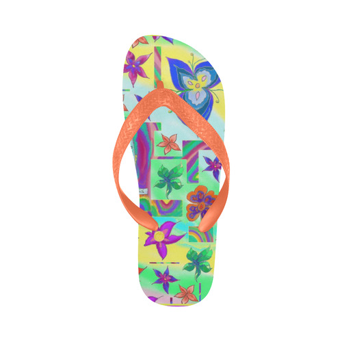 Marbled Flower Design flip flops 2 Flip Flops for Men/Women (Model 040)