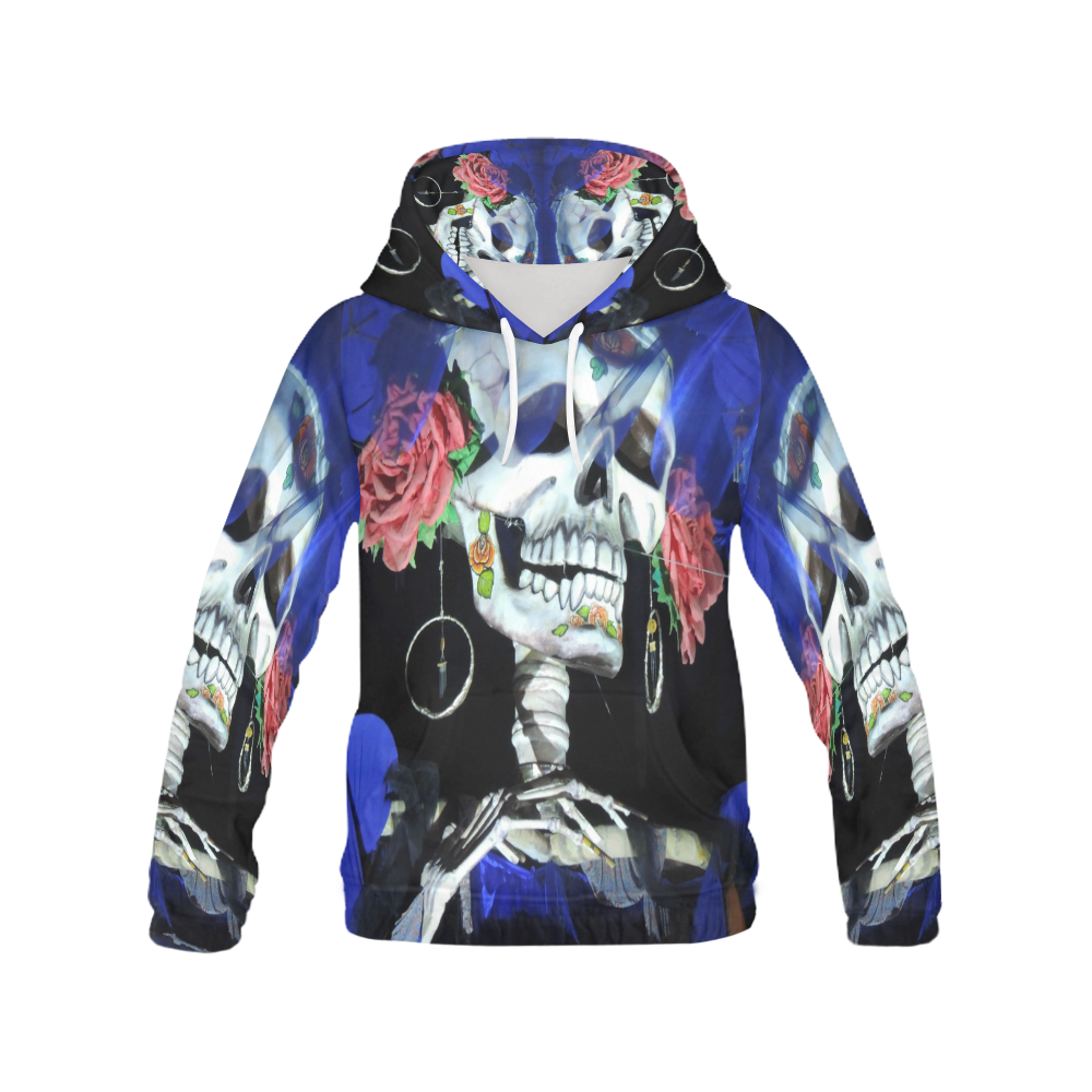 Sugar Skull and Roses All Over Print Hoodie for Men (USA Size) (Model H13)