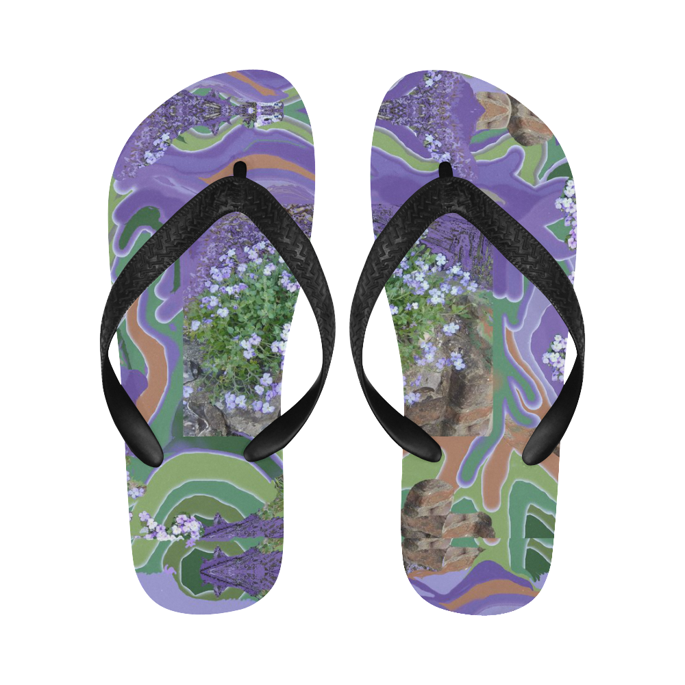 Purple Flower Textured Photo Art flip flops Flip Flops for Men/Women (Model 040)
