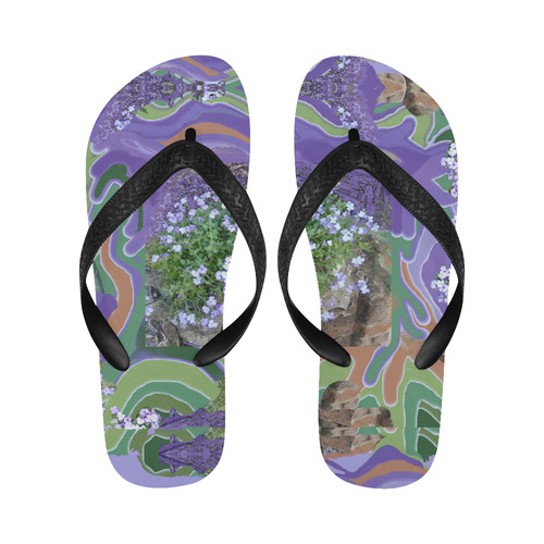 Purple Flower Textured Photo Art flip flops Flip Flops for Men/Women (Model 040)
