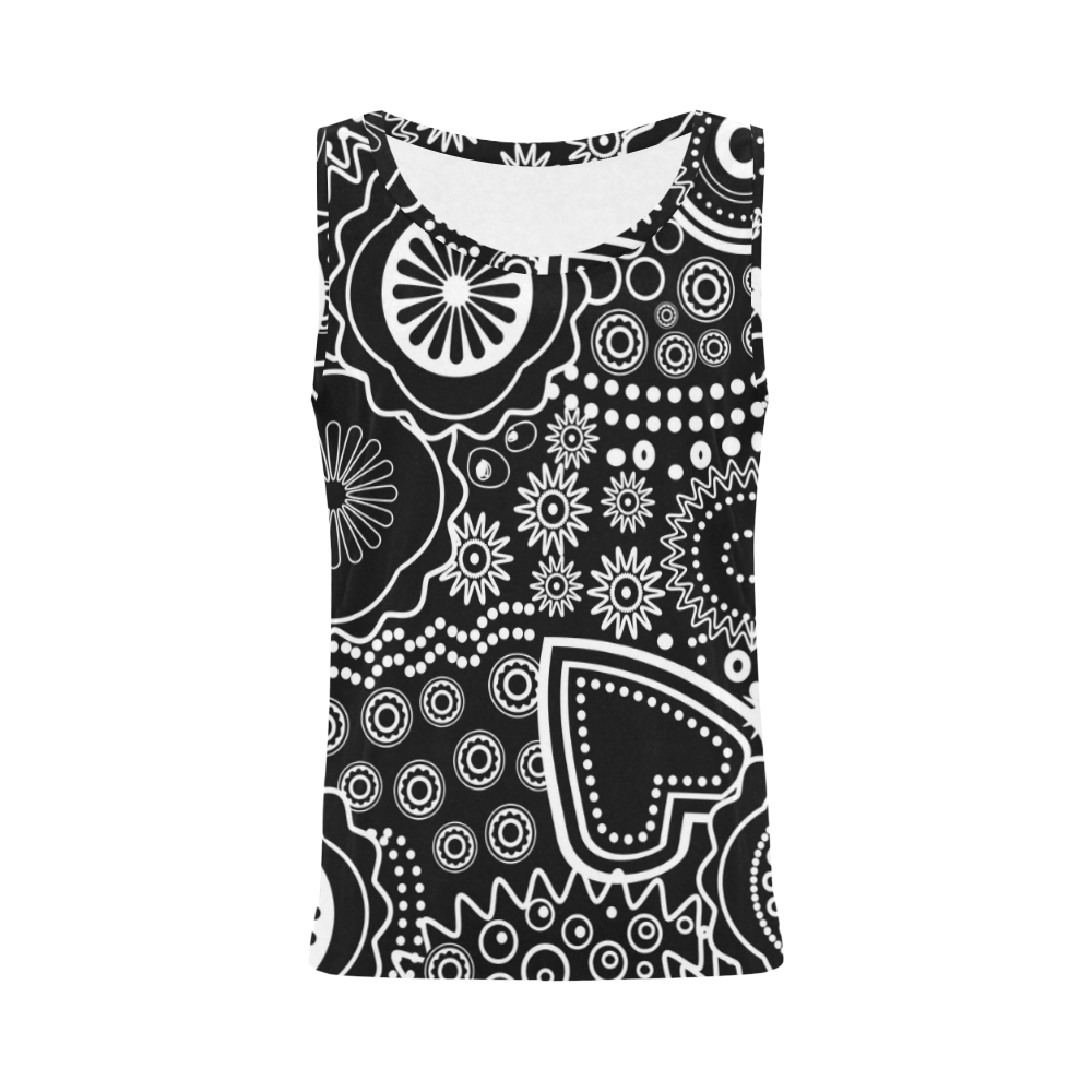 black and white All Over Print Tank Top for Women (Model T43)
