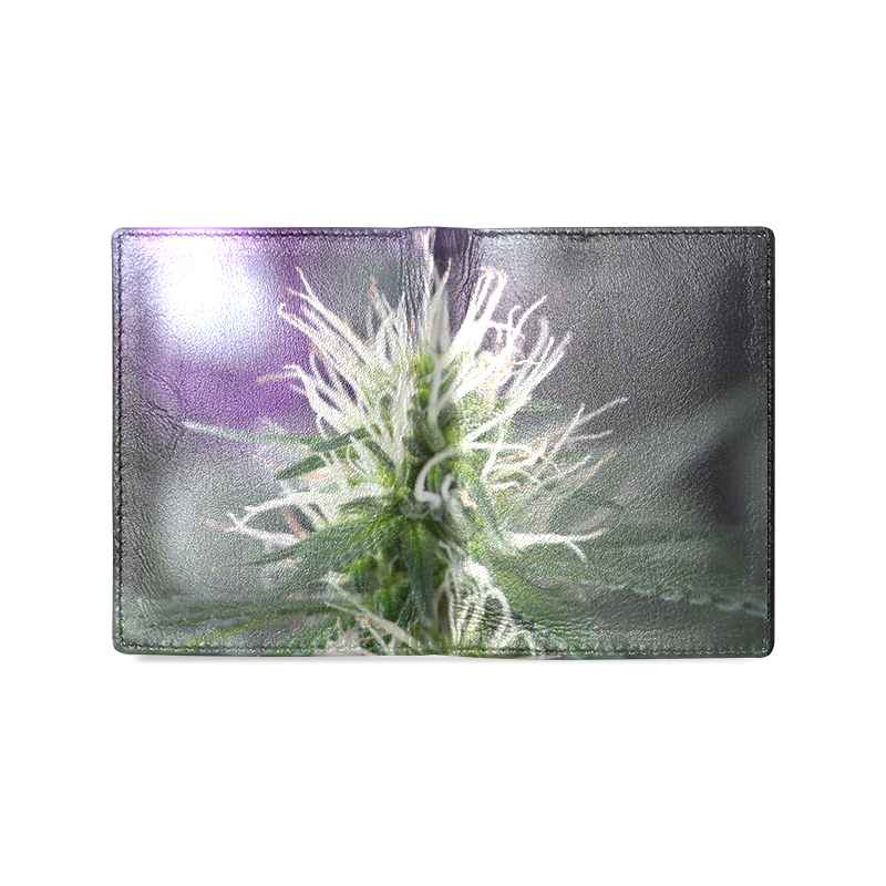 Female Cannabis Flower Men's Leather Wallet (Model 1612)