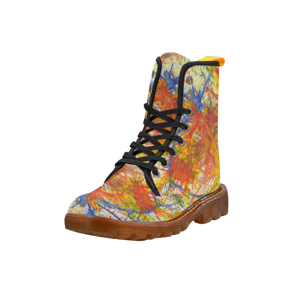 Aflame with Flower Art Boots Martin Boots For Women Model 1203H