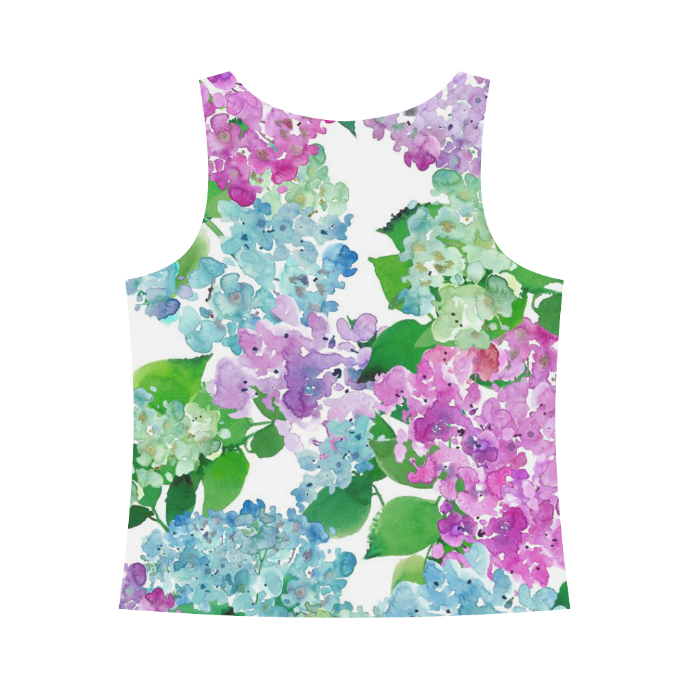 Watercolor Hydrangea, flower, flowers All Over Print Tank Top for Women (Model T43)