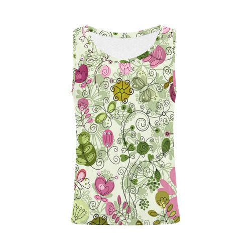 doodle flowers, flower All Over Print Tank Top for Women (Model T43)