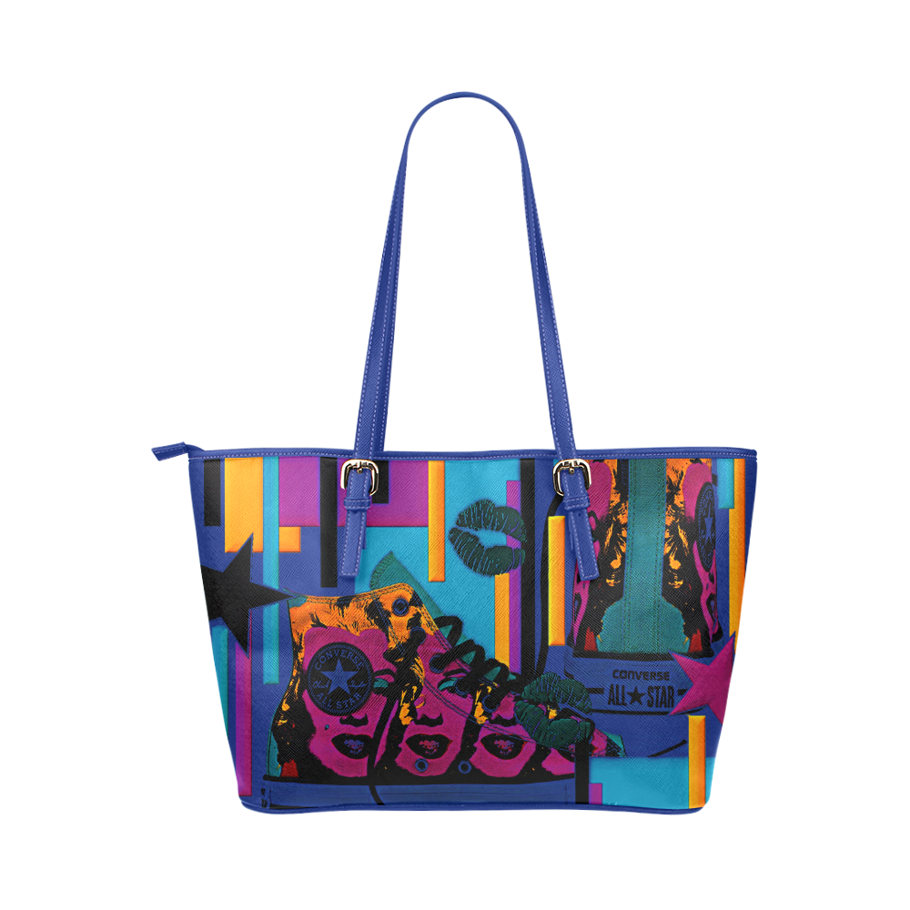 Pop Art Bag Leather Tote Bag/Large (Model 1651)