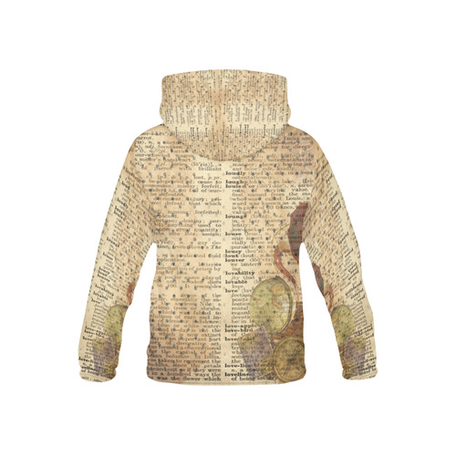 Brown Book Ephemera All Over Print Hoodie for Kid (USA Size) (Model H13)