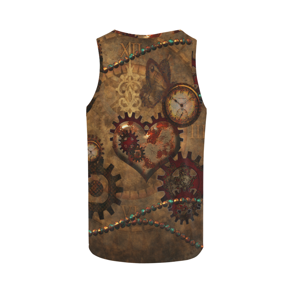 Steampunk, noble design clocks and gears All Over Print Tank Top for Women (Model T43)