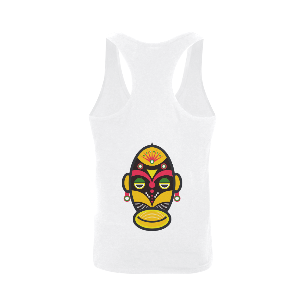 African Traditional Tribal Mask Illustration Plus-size Men's I-shaped Tank Top (Model T32)