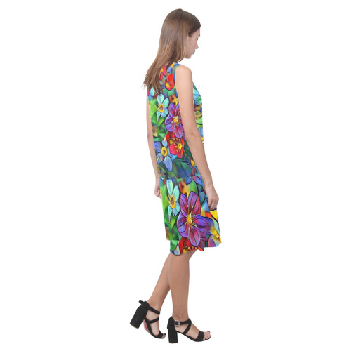 Amazing Floral 29B by FeelGood Sleeveless Splicing Shift Dress(Model D17)