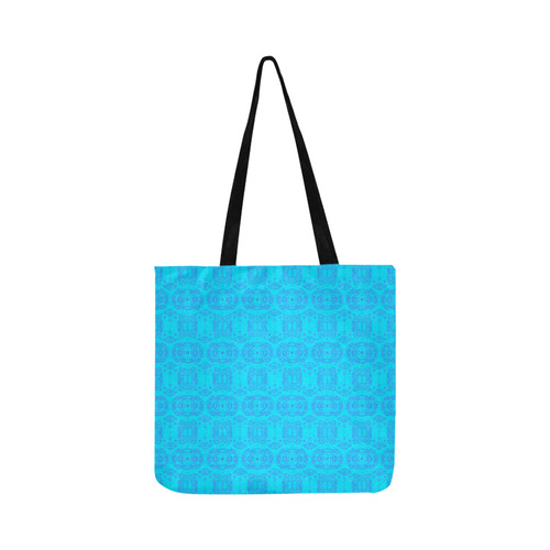 Abstract Blue and Turquoise Damask Reusable Shopping Bag Model 1660 (Two sides)