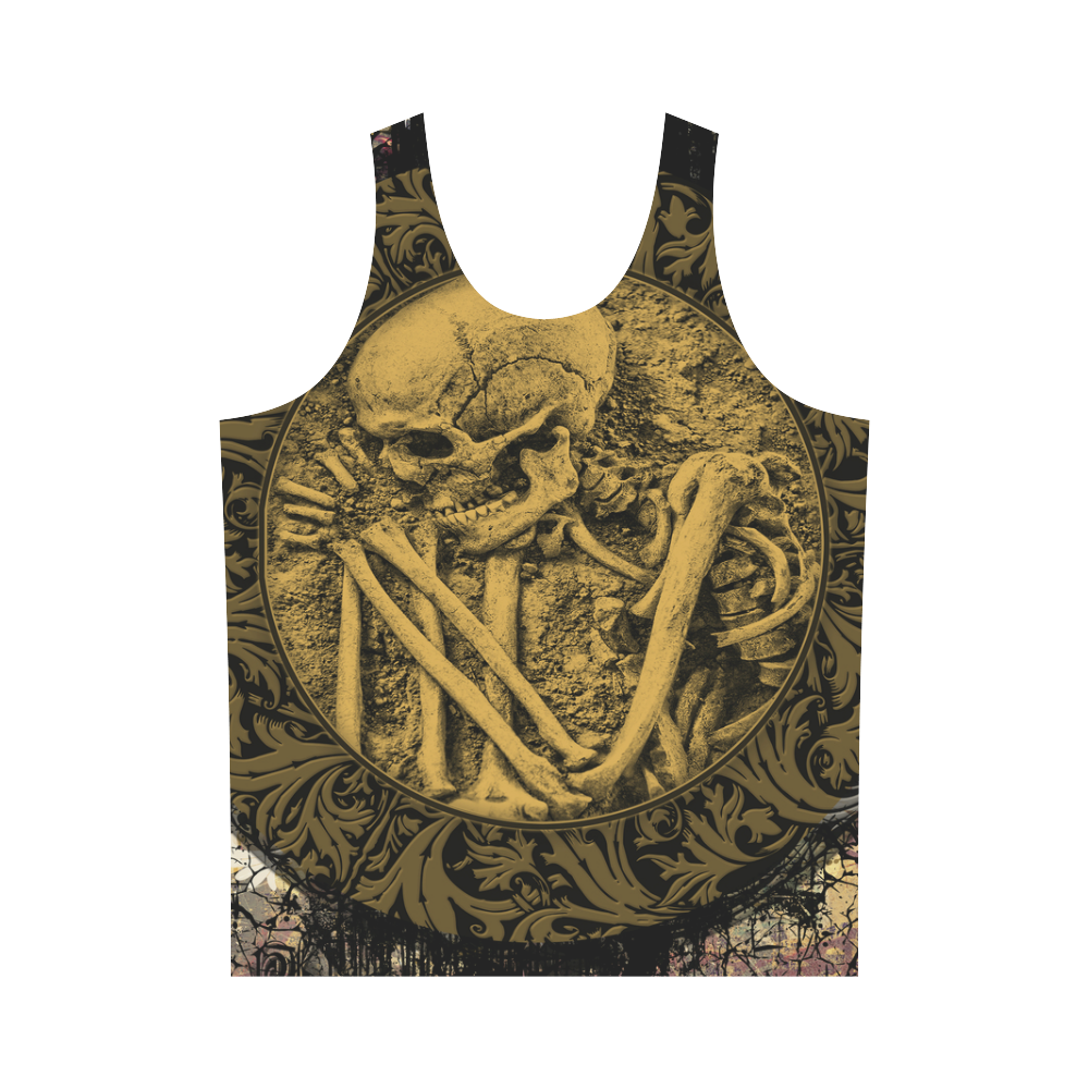 The skeleton in a round button with flowers All Over Print Tank Top for Men (Model T43)