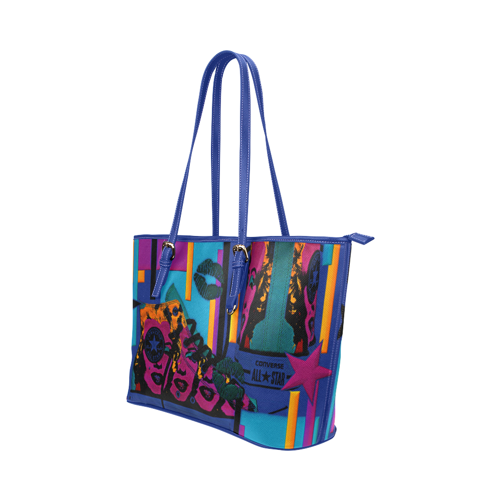 Pop Art Bag Leather Tote Bag/Large (Model 1651)