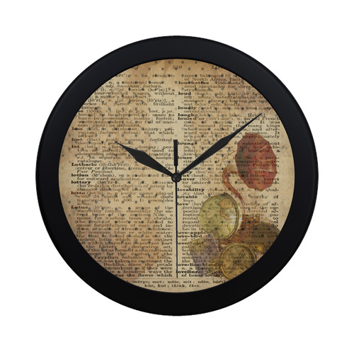Brown Book Ephemera Circular Plastic Wall clock
