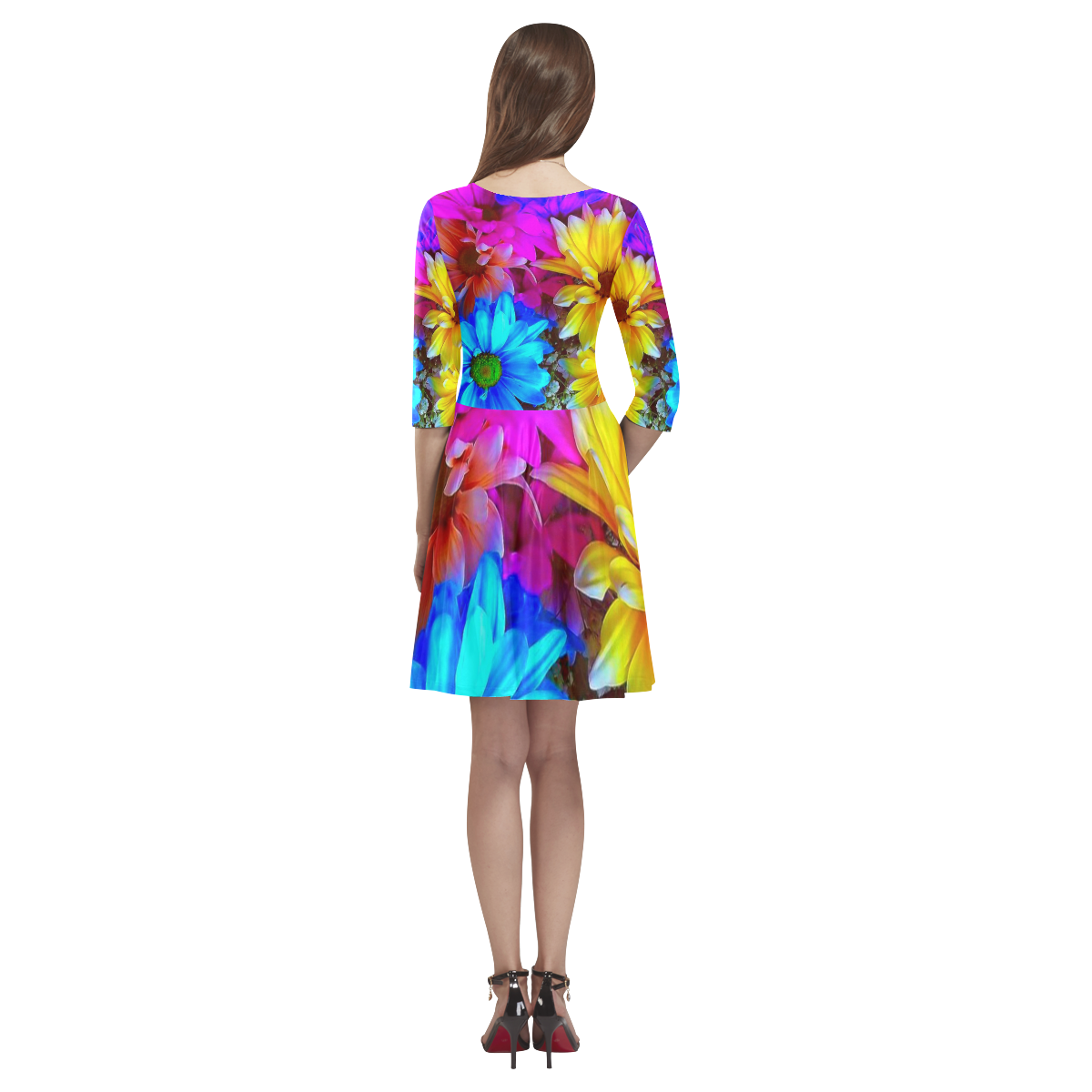 Amazing Floral 27 B by FeelGood Tethys Half-Sleeve Skater Dress(Model D20)